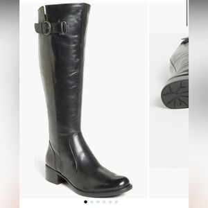 Crown by Born Women's Roxie Black Leather Knee High Boots Riding, Size 9.5